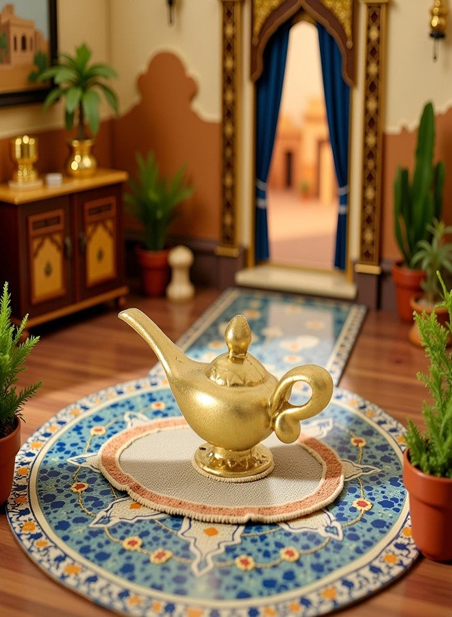 Fansoftiks مصباح علاء الدين المصغر الذهبي بمقياس 1/12، إكسسوارات تزيين، مصباح علاء الدين، إكسسوارات بيت الدمى، ديكور بيت الدمى - Image 3